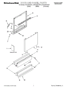 01 - Door And Panel, Literature parts for Kitchenaid Dishwasher KUDC25CHBL1 from AppliancePartsPros.com