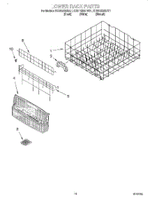11 - Lower Rack parts for Kitchenaid Dishwasher KUDR25SHBL1 from AppliancePartsPros.com