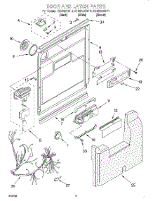 03 - Door And Latch parts for Kitchenaid Dishwasher KUDI25CHWH1 from AppliancePartsPros.com