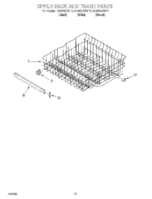 10 - Upper Rack And Track parts for Kitchenaid Dishwasher KUDI25CHWH1 from AppliancePartsPros.com