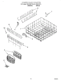 11 - Lower Rack parts for Kitchenaid Dishwasher KUDS25SHBS0 from AppliancePartsPros.com