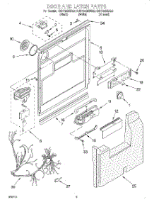 03 - Door And Latch parts for Kitchenaid Dishwasher KUDY24SEAL5 from AppliancePartsPros.com