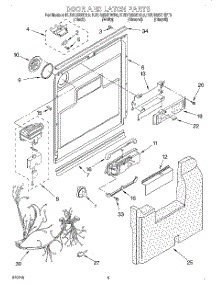03 - Door And Latch parts for Kitchenaid Dishwasher KUDR25SHBT0 from AppliancePartsPros.com