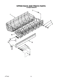11 - Upper Rack And Track parts for Kitchenaid Dishwasher KUDI22HT0 from AppliancePartsPros.com