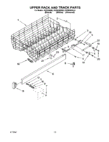 10 - Upper Rack And Track parts for Kitchenaid Dishwasher KUDI230BWH0 from AppliancePartsPros.com