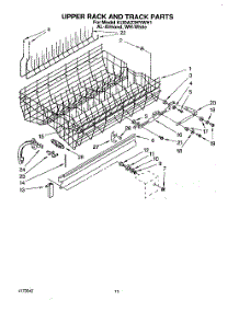 10 - Upper Rack And Track parts for Kitchenaid Dishwasher KUDA23HYWH1 from AppliancePartsPros.com