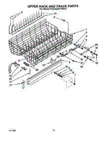 10 - Upper Rack And Track parts for Kitchenaid Dishwasher KUDA23HYWH0 from AppliancePartsPros.com