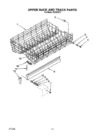11 - Upper Rack And Track parts for Kitchenaid Dishwasher KUDI22HT1 from AppliancePartsPros.com
