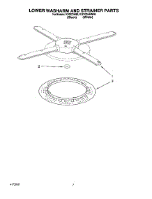 05 - Lower Washarm And Strainer parts for Kitchenaid Dishwasher KUDI23HBWH0 from AppliancePartsPros.com