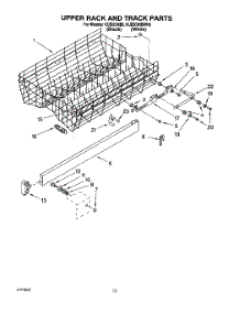 10 - Upper Rack And Track parts for Kitchenaid Dishwasher KUDI23HBWH0 from AppliancePartsPros.com
