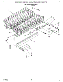 10 - Upper Rack And Track parts for Kitchenaid Dishwasher KUDJ230YWH3 from AppliancePartsPros.com
