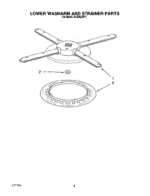 05 - Lower Washarm And Strainer parts for Kitchenaid Dishwasher KUDH230Y1 from AppliancePartsPros.com