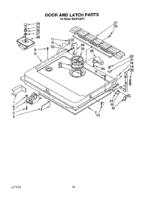 13 - Door And Latch parts for Kitchenaid Dishwasher KUDP230Y0 from AppliancePartsPros.com