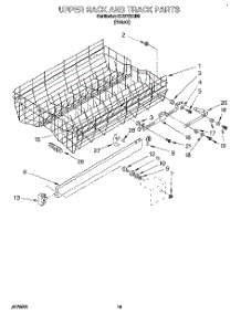 10 - Upper Rack And Track parts for Kitchenaid Dishwasher KUDP23HB0 from AppliancePartsPros.com