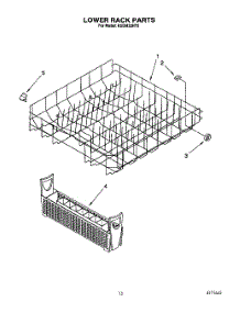 12 - Lower Rack parts for Kitchenaid Dishwasher KUDM22HT0 from AppliancePartsPros.com