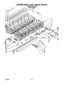 10 - Upper Rack And Track parts for Kitchenaid Dishwasher KUDA23ZY1 from AppliancePartsPros.com