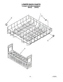 11 - Lower Rack parts for Kitchenaid Dishwasher KUDF230BWH0 from AppliancePartsPros.com