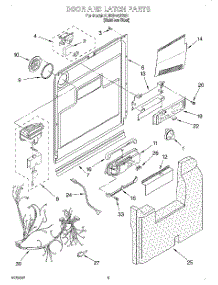 03 - Door And Latch parts for Kitchenaid Dishwasher KUDS24SEBS1 from AppliancePartsPros.com