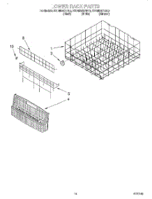 11 - Lower Rack parts for Kitchenaid Dishwasher KUDM24SEWH3 from AppliancePartsPros.com