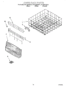 11 - Lower Rack parts for Kitchenaid Dishwasher KUDR24SEWH4 from AppliancePartsPros.com