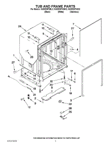 05 - Tub And Frame Parts parts for Kitchenaid Dishwasher KUDE20FXWH2 from AppliancePartsPros.com
