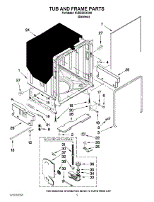 05 - Tub And Frame Parts parts for Kitchenaid Dishwasher KUDE60SXSS0 from AppliancePartsPros.com