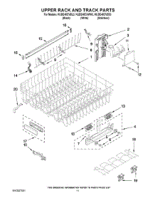 09 - Upper Rack And Track Parts parts for Kitchenaid Dishwasher KUDE45CVWH3 from AppliancePartsPros.com