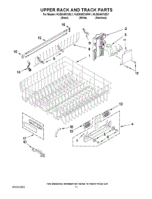 09 - Upper Rack And Track Parts parts for Kitchenaid Dishwasher KUDE40CVWH1 from AppliancePartsPros.com