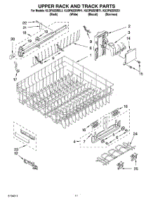 09 - Upper Rack And Track Parts parts for Kitchenaid Dishwasher KUDP02SRWH1 from AppliancePartsPros.com