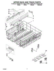 09 - Upper Rack And Track Parts parts for Kitchenaid Dishwasher KUDP01FLBT2 from AppliancePartsPros.com