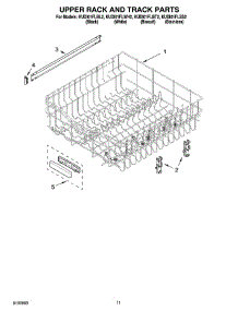 09 - Upper Rack And Track Parts parts for Kitchenaid Dishwasher KUDI01FLBL2 from AppliancePartsPros.com