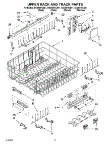 09 - Upper Rack And Track Parts parts for Kitchenaid Dishwasher KUDS01FLBL1 from AppliancePartsPros.com