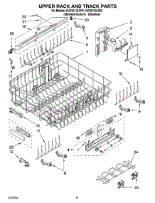 09 - Upper Rack And Track Parts parts for Kitchenaid Dishwasher KUDS01DLSP0 from AppliancePartsPros.com