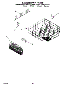 11 - Lower Rack Parts parts for Kitchenaid Dishwasher KUDI01ILBT0 from AppliancePartsPros.com