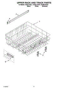 09 - Upper Rack And Track Parts parts for Kitchenaid Dishwasher KUDI01FKWH1 from AppliancePartsPros.com