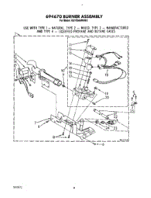 05 - 694670 Burner Assembly parts for Kitchenaid Dryer KGYE664WWH1 from AppliancePartsPros.com
