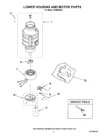 02 - Lower Housing And Motor Parts parts for Kitchenaid Disposer KCDB250G3 from AppliancePartsPros.com