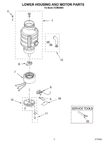 02 - Section parts for Kitchenaid Disposer KCDB250G1 from AppliancePartsPros.com