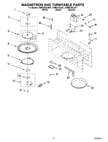 05 - Magnetron And Turntable Parts parts for Kitchenaid Microwave KHMS155LWH1 from AppliancePartsPros.com