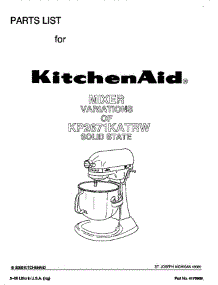 Cover parts for Kitchenaid Mixer KP2671KATRW from AppliancePartsPros.com