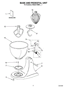 02 - Base And Pedestal Unit parts for Kitchenaid Mixer KSM75WH1 from AppliancePartsPros.com
