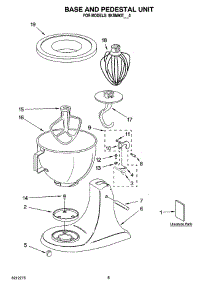 04 - Base And Pedestal Unit, Optional Parts parts for Whirlpool Mixer 8KSM90TWH0 from AppliancePartsPros.com