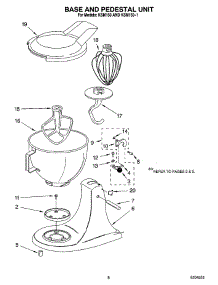 04 - Base And Pedestal Unit parts for Kitchenaid Mixer KSM150 from AppliancePartsPros.com