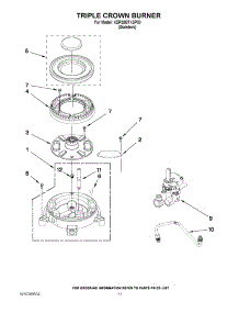 08 - Triple Crown Burner parts for Kitchenaid Range KDRS807XSP00 from AppliancePartsPros.com