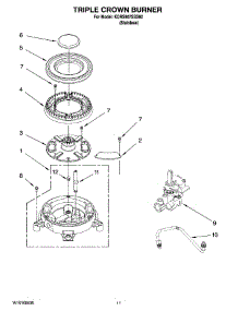 08 - Triple Crown Burner parts for Kitchenaid Range KDRS807SSS02 from AppliancePartsPros.com