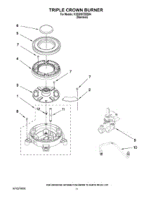 08 - Triple Crown Burner parts for Kitchenaid Range KDSS907SSS04 from AppliancePartsPros.com