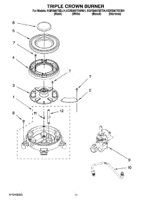 08 - Triple Crown Burner parts for Kitchenaid Range KGRS807SBT01 from AppliancePartsPros.com