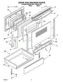 03 - Door And Drawer Parts parts for Whirlpool Range YKERS507HW3 from AppliancePartsPros.com