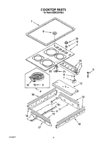 05 - Cooktop, Lit / Optional parts for Kitchenaid Range KEDC205YWH0 from AppliancePartsPros.com