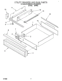 05 - Utility Drawer And Rail parts for Kitchenaid Range KEDS200BWH0 from AppliancePartsPros.com